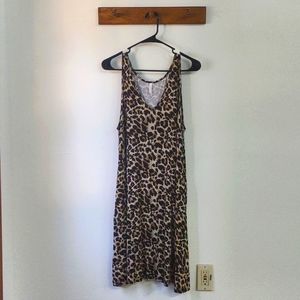 Bishuige Brown and Black Cheetah Swing Midi Tank Dress Size XL